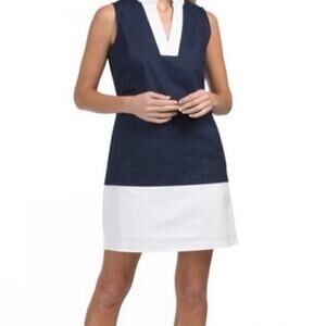Sail To Sable Sleeveless Tunic Shift Dress Navy White Size M